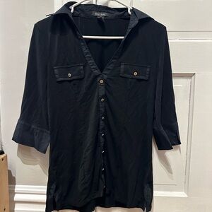White House Black Market Black Blouse Top
